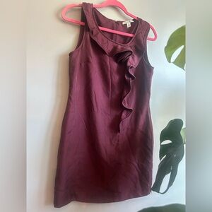 Banana Republic Burgandy Ruffled Mini Dress size 8